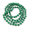 36" Hand-Knotted White Thread Necklace Featuring 8mm Faceted Polished Finish Round/Ball Shape Dyed Emerald Green Agate Beads - LIMITED STOCK