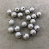 12mm Sandblasted Stardust Finish Silver Base Metal Round/Ball Shaped Beads with 2mm Holes - Loose, Sold in Pre-Packed Bags of 20 Beads