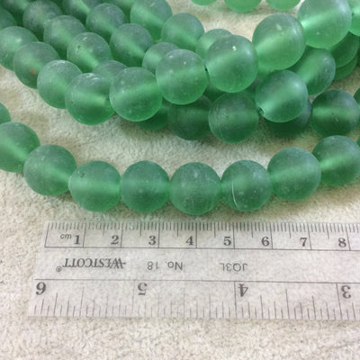 14mm Matte Plain Green Irregular Rondelle Shaped Indian Beach/Sea Glass Beads - Sold by 16" Strands - Approximately 28 Beads per Strand