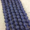 14mm Matte Denim Blue Irregular Rondelle Shaped Indian Beach/Sea Glass Beads - Sold by 16" Strands - Approximately 28 Beads per Strand