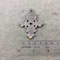 2.5" Gunmetal Plated Ethiopian Cross Shaped Plated Brass Pendant with Horizontal Bail - Measuring 48mm x 61mm - Sold Individually