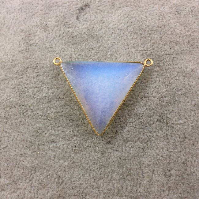 Gold Plated Faceted White Opalite (Manmade Glass) Inverted Triangle Shaped Bezel Pendant - Measuring 35mm x 35mm - Sold Individually