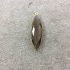 Smoky Quartz Bezel | Gold Finish Faceted Marquise Shape Pendant Charm Component - Measuring 13mm x 45mm - Natural Gemstone