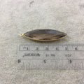 Smoky Quartz Bezel | Gold Finish Faceted Marquise Shape Pendant Charm Component - Measuring 13mm x 45mm - Natural Gemstone