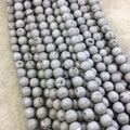 6mm Matte Finish Premium Metallic Silver Druzy Agate Round/Ball Shaped Beads with 1mm Holes - Sold by 15.5&quot; Strands (Approx. 65 Beads)