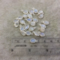BULK PACK of Six (6) Sterling Silver Pointed/Cut Stone Faceted Oval/Oblong Shaped Moonstone Bezel Pendants - Measuring 6mm x 8mm