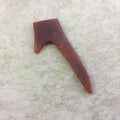 SALE 3" Brown/Red Flat Deer/Stag Antler Tusk Shaped Natural Horn Pendant with Gold Plated Ring - Measuring 42mm x 85mm
