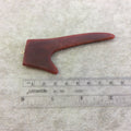 SALE 3" Brown/Red Flat Deer/Stag Antler Tusk Shaped Natural Horn Pendant with Gold Plated Ring - Measuring 42mm x 85mm