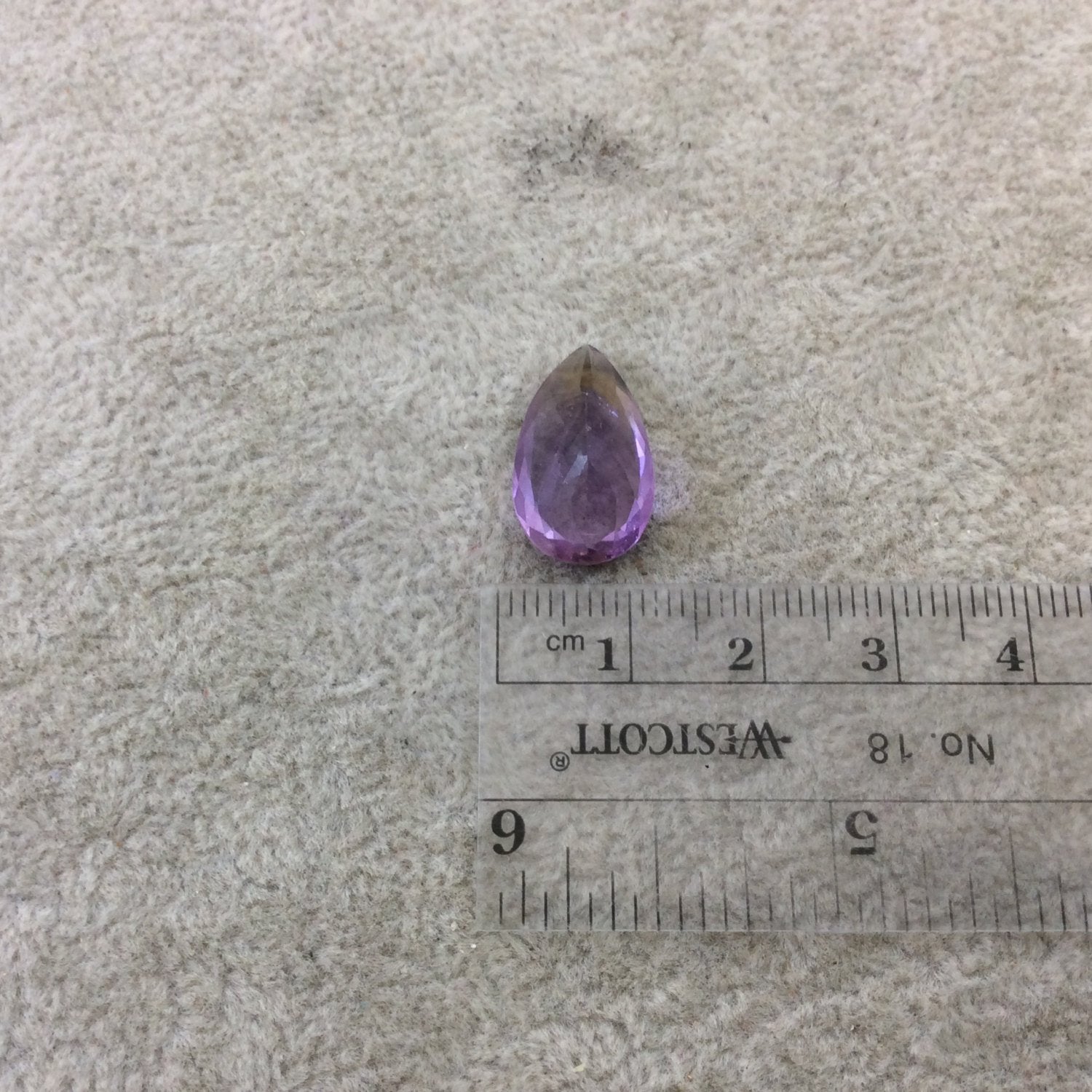 7 Carat Faceted Ametrine Teardrop Cut Stone "X" - Measuring 11mm x 18.5mm with 6mm Pavillion (Base) and 1.5mm Crown (Top) - Natural Gemstone