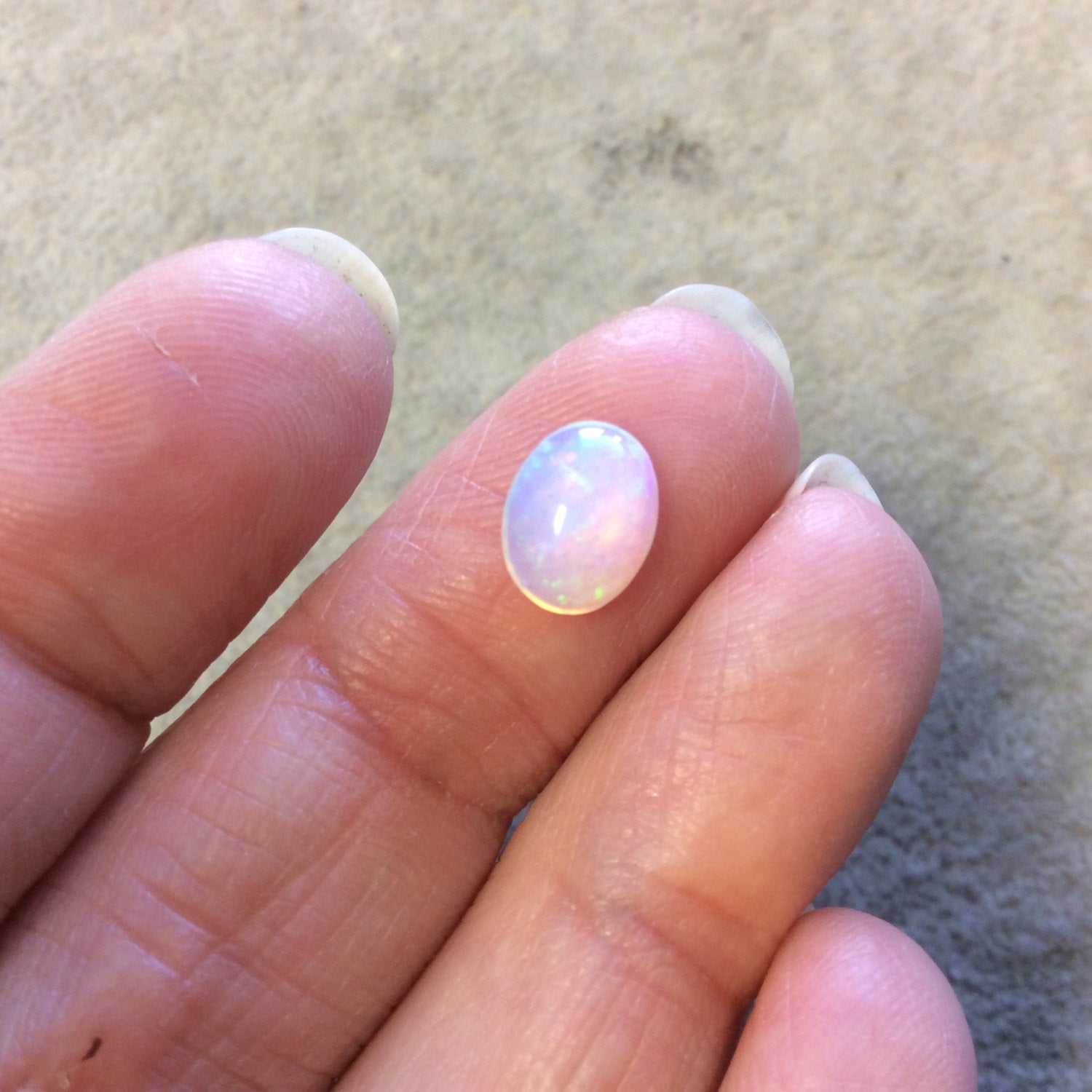 OOAK Natural Ethiopian Opal Smooth Oval Shaped Flat Back Cabochon 'EE' - Measuring 7mm x 9mm, 4mm Dome Height - High Quality Gemstone Cab