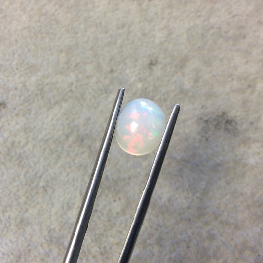 Natural Ethiopian Opal Smooth Oval Shaped Flat Back Cabochon 'GG' - Measuring 9mm x 11mm, 5mm Dome Height - High Quality Gemstone Cab