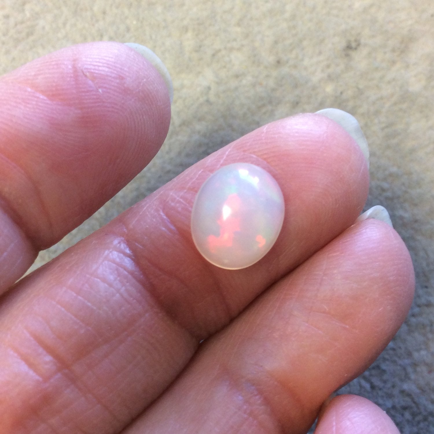 Natural Ethiopian Opal Smooth Oval Shaped Flat Back Cabochon 'GG' - Measuring 9mm x 11mm, 5mm Dome Height - High Quality Gemstone Cab