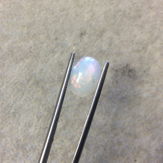 Natural Ethiopian Opal Smooth Oval Shaped Flat Back Cabochon 'HH' - Measuring 9mm x 12mm, 4mm Dome Height - High Quality Gemstone Cab