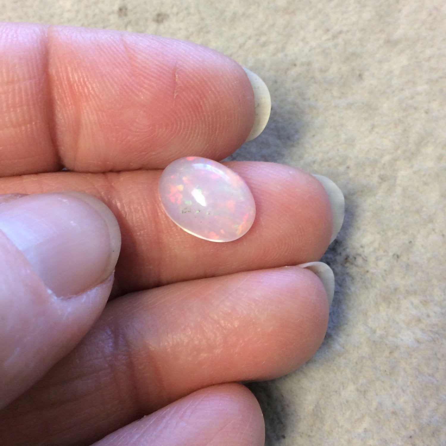 Natural Ethiopian Opal Smooth Oval Shaped Flat Back Cabochon 'HH' - Measuring 9mm x 12mm, 4mm Dome Height - High Quality Gemstone Cab
