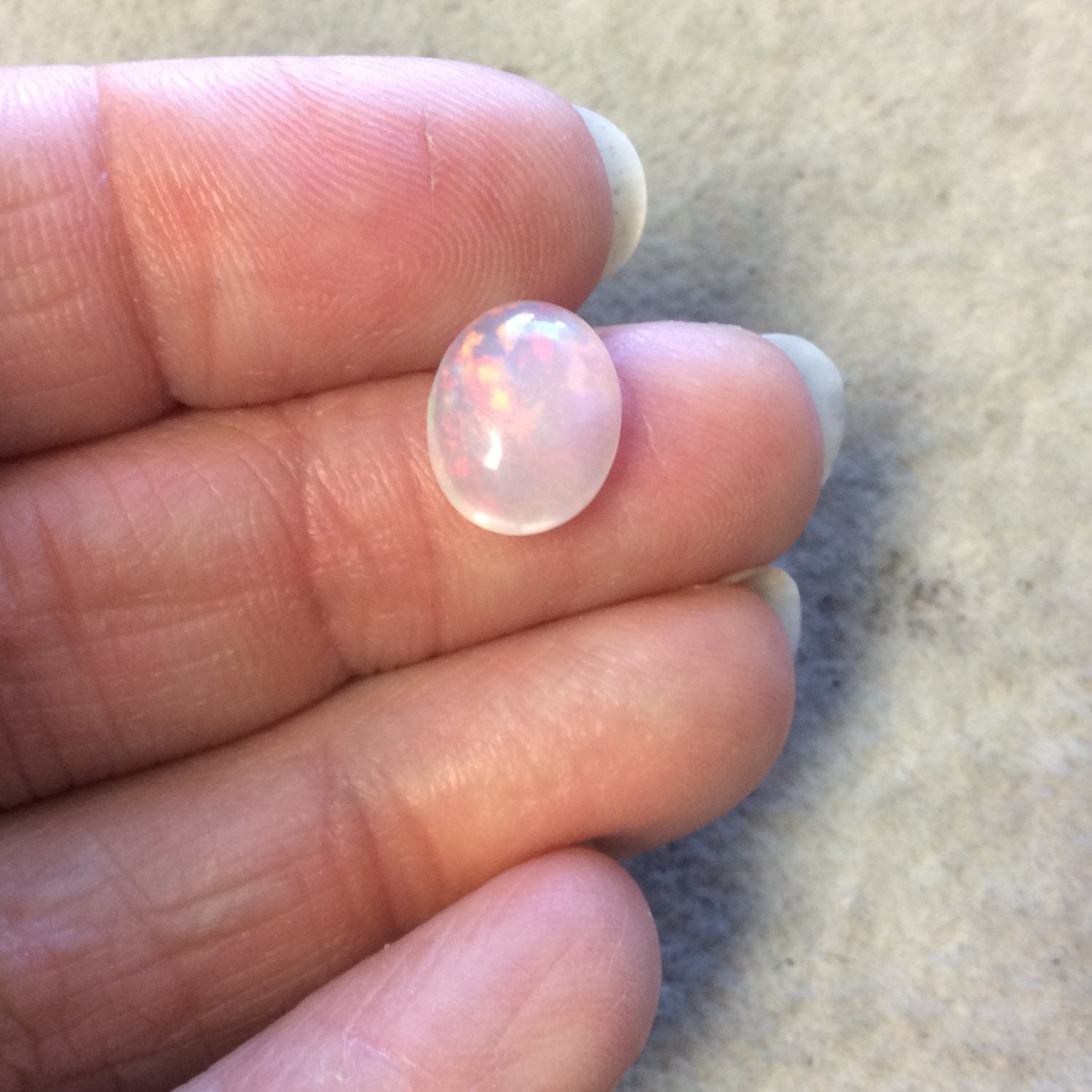 Natural Ethiopian Opal Smooth Oval Shaped Rounded Back Cabochon 'JJ' - Measuring 9.5mm x 12mm, 4mm Dome Height - High Quality Gemstone Cab