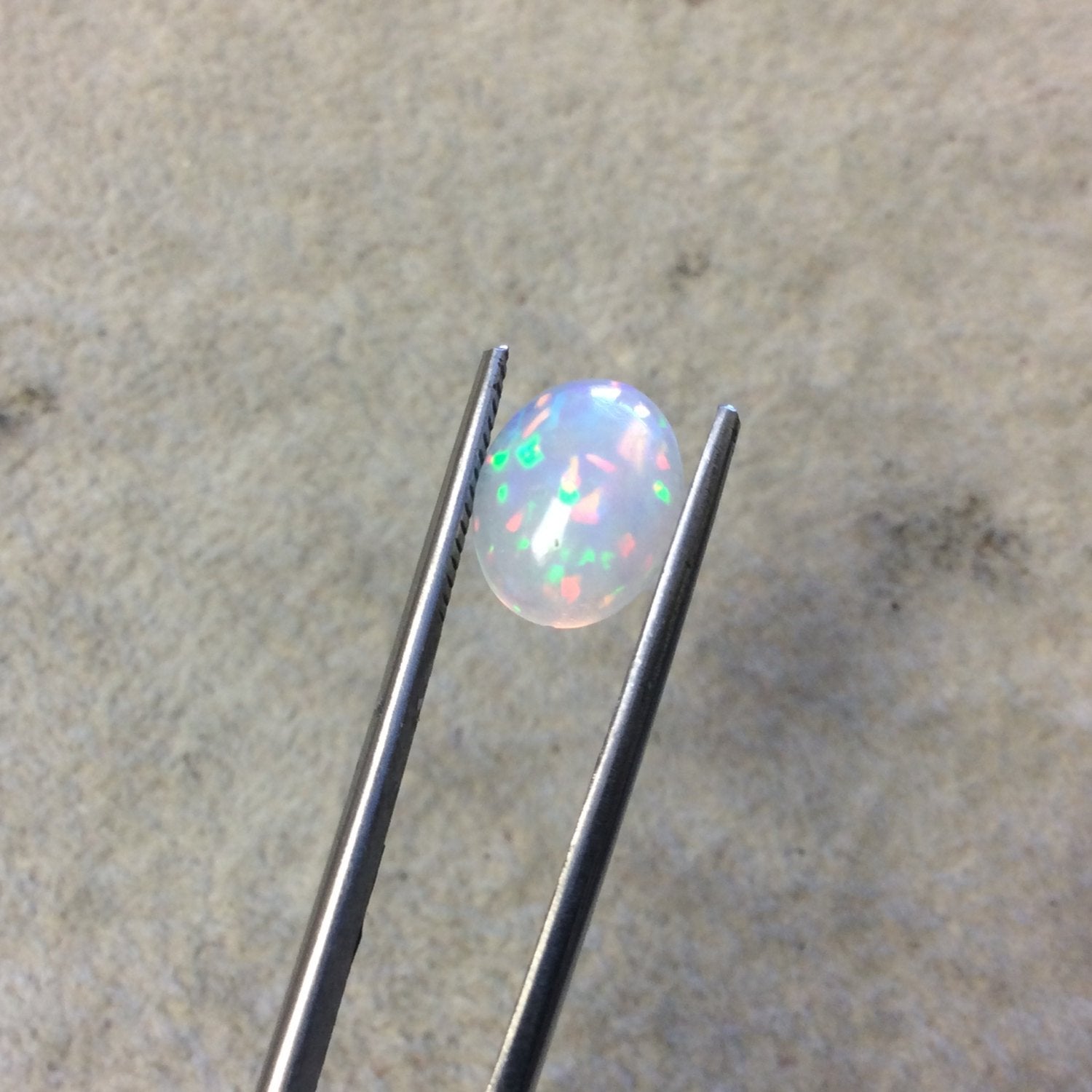 Natural Ethiopian Opal Smooth Oval Shaped Flat Back Cabochon 'KK' - Measuring 9mm x 11mm, 4mm Dome Height - High Quality Gemstone Cab