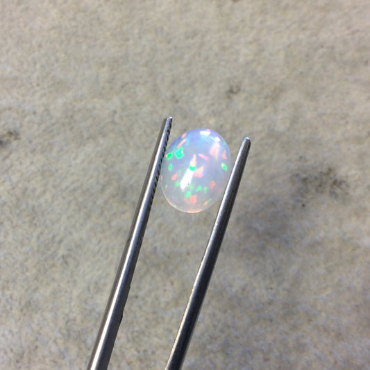 Natural Ethiopian Opal Smooth Oval Shaped Flat Back Cabochon 'KK' - Measuring 9mm x 11mm, 4mm Dome Height - High Quality Gemstone Cab