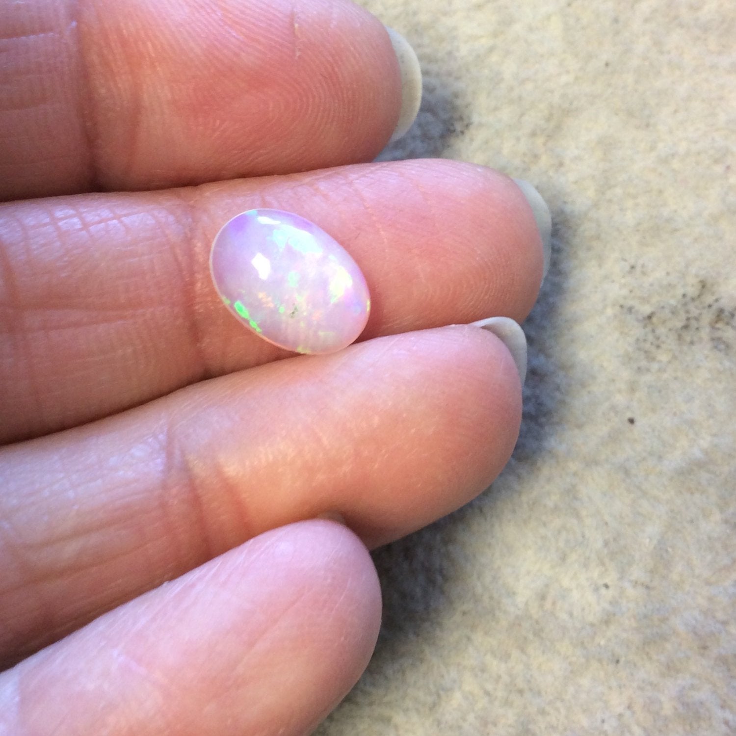 OOAK Natural Ethiopian Opal Smooth Oval Shaped Flat Back Cabochon 'NN' - Measuring 8.5mm x 12mm, 3mm Dome Height - High Quality Gemstone Cab