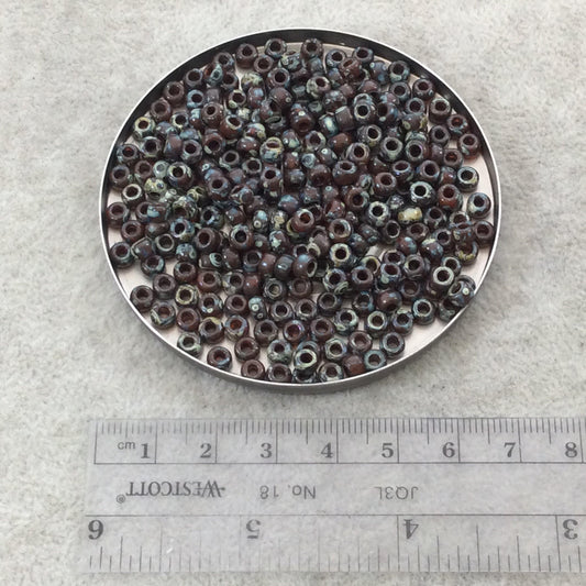 Size 6/0 Transparent Picasso Red/Brown Genuine Miyuki Glass Seed Beads - Sold by 20 Gram Tubes (Approx. 200 Beads per Tube) - (6-94503)