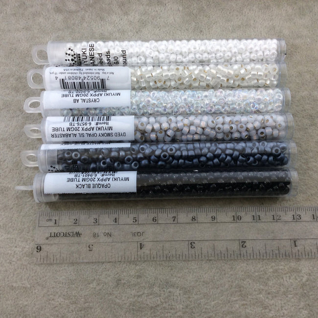 Size 6/0 Opaque Matte Picasso Smoky Black Genuine Miyuki Glass Seed Beads - Sold by 20 Gram Tubes (Approx. 200 Beads per Tube) - (6-94511)