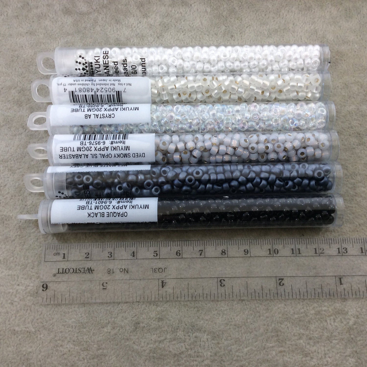 Size 6/0 Glossy AB Finish Lined Green Genuine Miyuki Glass Seed Beads - Sold by 20 Gram Tubes (Approx. 200 Beads per Tube) - (6-9344)