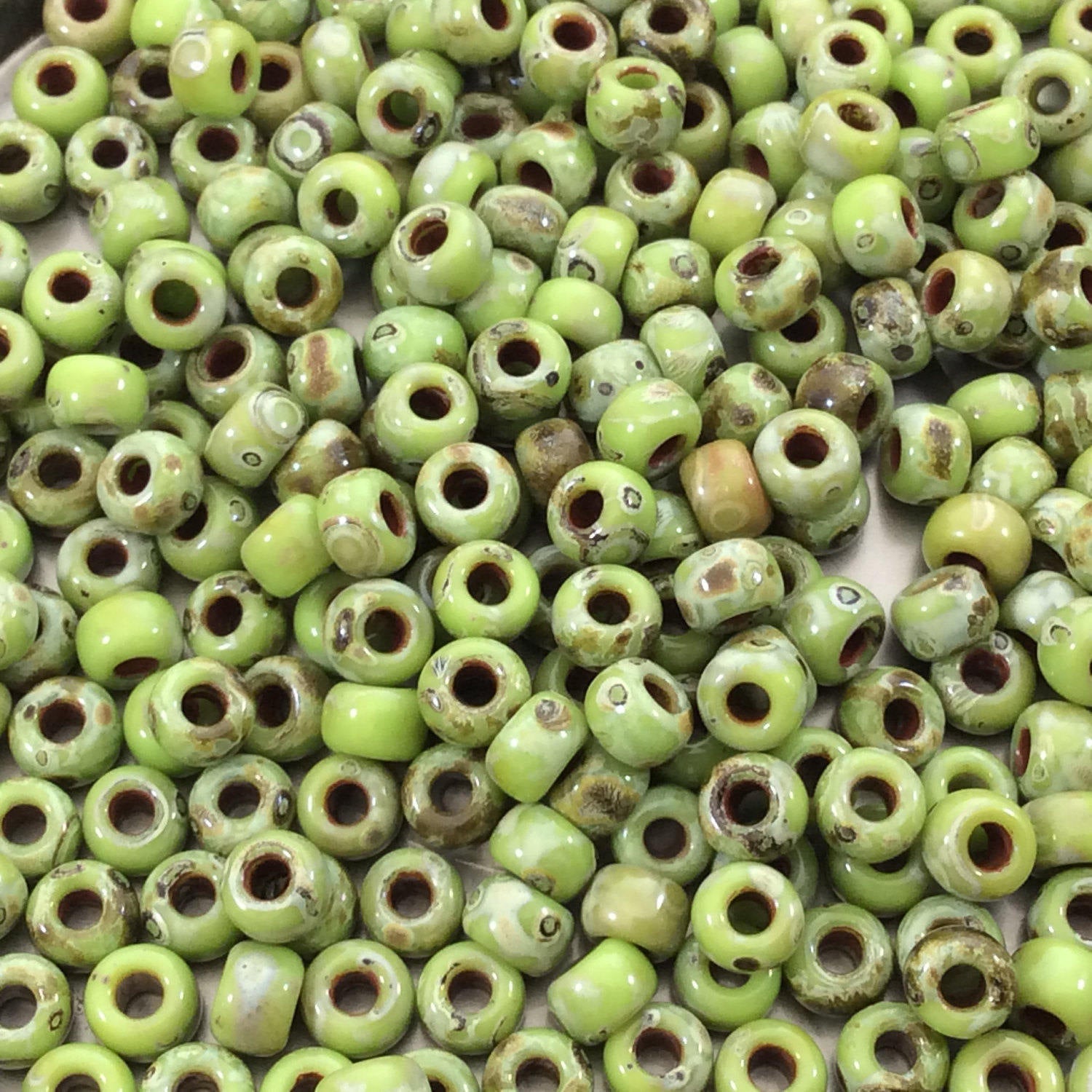 Size 6/0 Opaque Matte Picasso Chartreuse Genuine Miyuki Glass Seed Beads - Sold by 20 Gram Tubes (Approx. 200 Beads per Tube) - (6-94515)