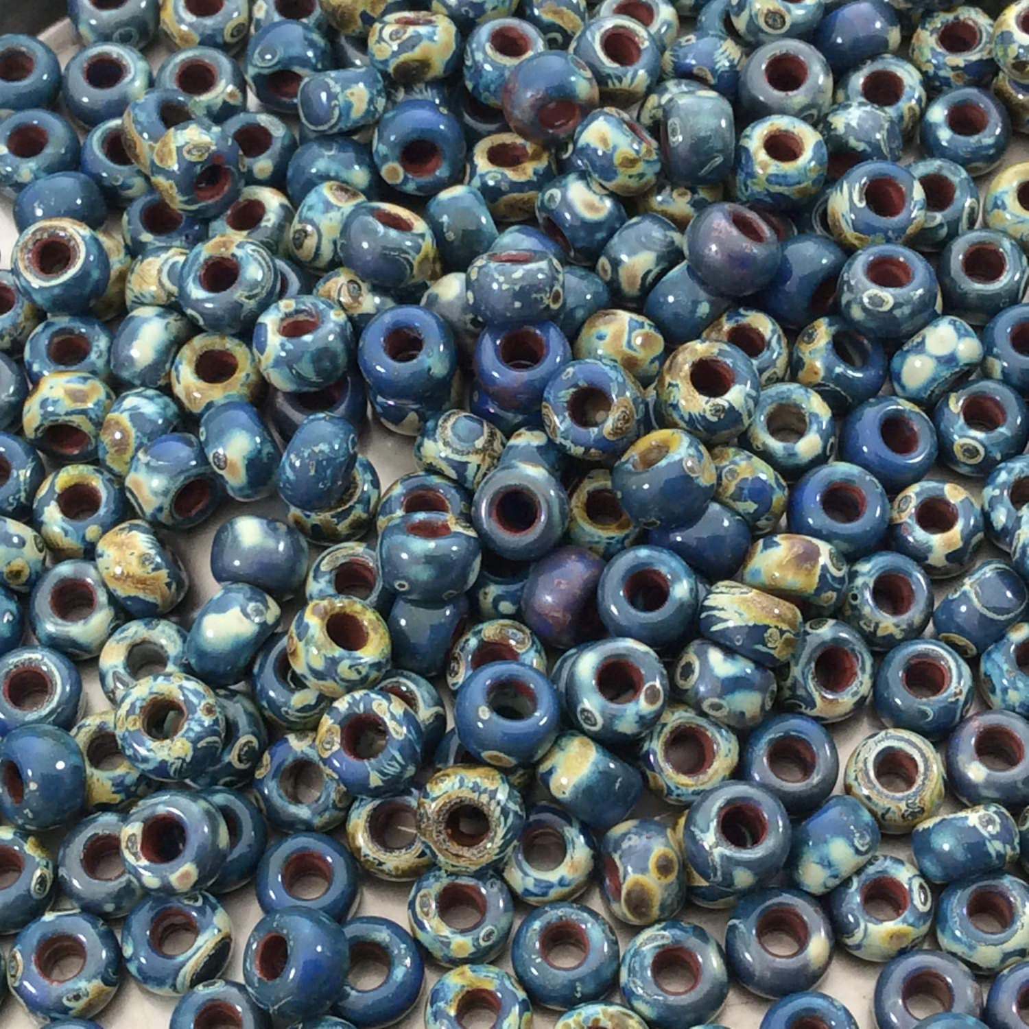 Size 6/0 Opaque Matte Picasso Montana Blue Genuine Miyuki Glass Seed Beads - Sold by 20 Gram Tubes (Approx. 200 Beads per Tube) - (6-94516)
