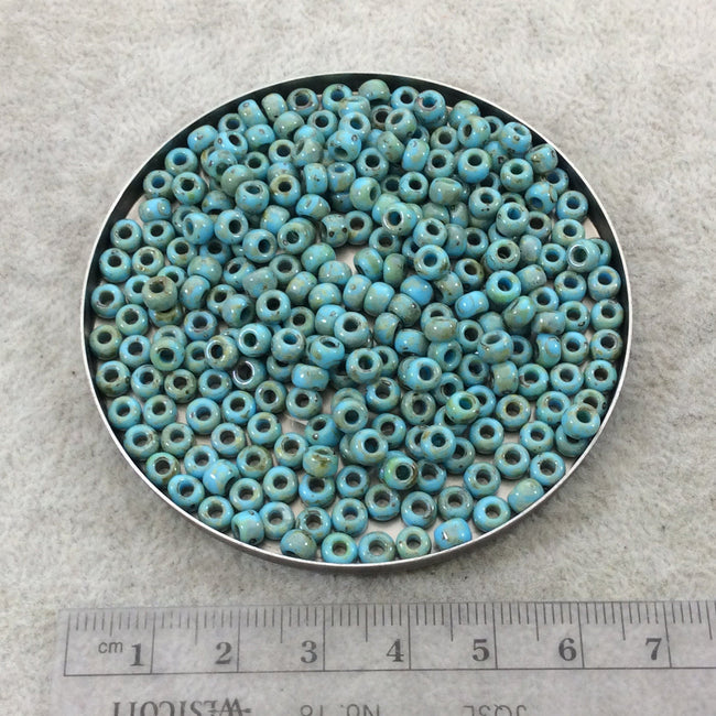 Size 6/0 Opaque Matte Picasso Seafoam Green Genuine Miyuki Glass Seed Beads - Sold by 20 Gram Tubes (Approx. 200 Beads per Tube) - (6-94514)