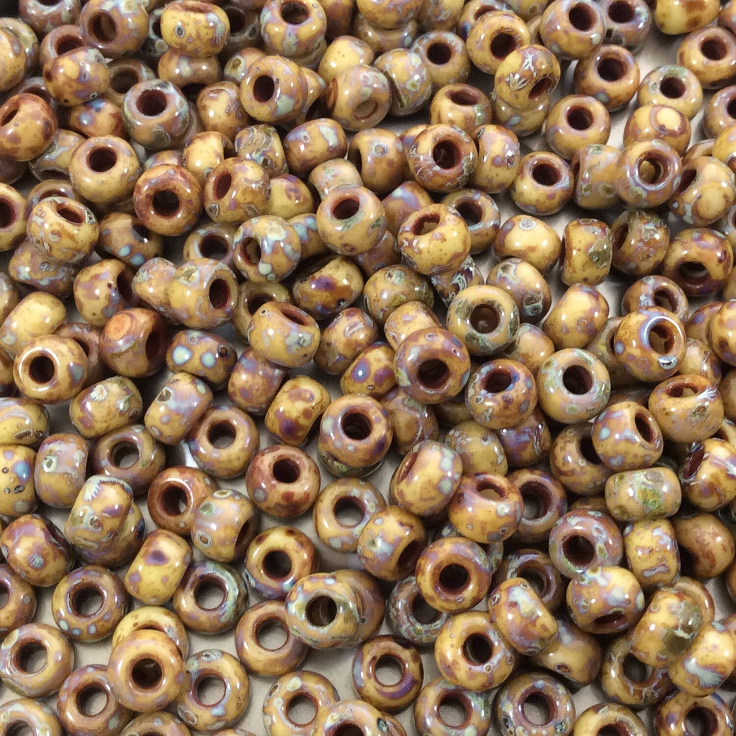 Size 6/0 Opaque Matte Picasso Brown/Tan Genuine Miyuki Glass Seed Beads - Sold by 20 Gram Tubes (Approx. 200 Beads per Tube) - (6-94517)
