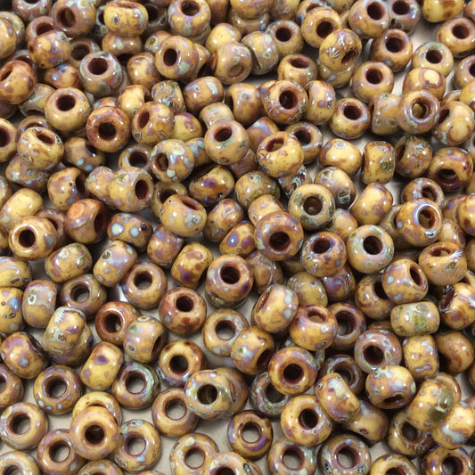 Size 6/0 Opaque Matte Picasso Brown/Tan Genuine Miyuki Glass Seed Beads - Sold by 20 Gram Tubes (Approx. 200 Beads per Tube) - (6-94517)