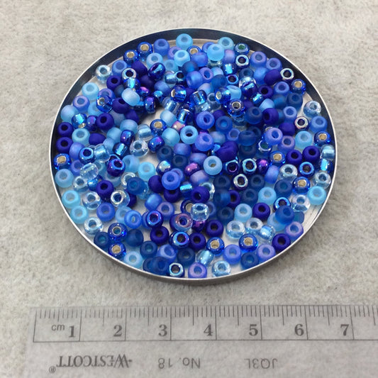 Size 6/0 Assorted Finish Blue Tone Mix Genuine Miyuki Glass Seed Beads - Sold by 20 Gram Tubes (Approx. 200 Beads per Tube) - (6-9MIX02)
