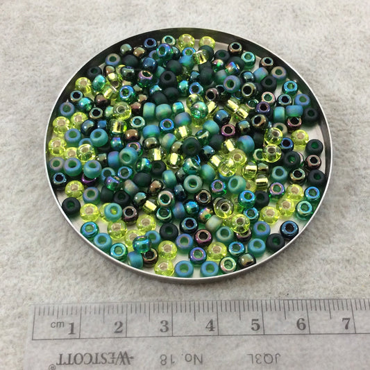 Size 6/0 Assorted Finish Evergreen Mix Genuine Miyuki Glass Seed Beads - Sold by 20 Gram Tubes (Approx. 200 Beads per Tube) - (6-9MIX03)