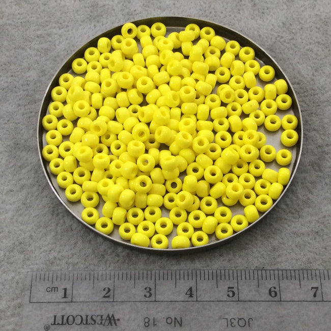Size 6/0 Opaque Glossy Regular Yellow Genuine Miyuki Glass Seed Beads - Sold by 20 Gram Tubes (Approx. 200 Beads per Tube) - (6-9404)