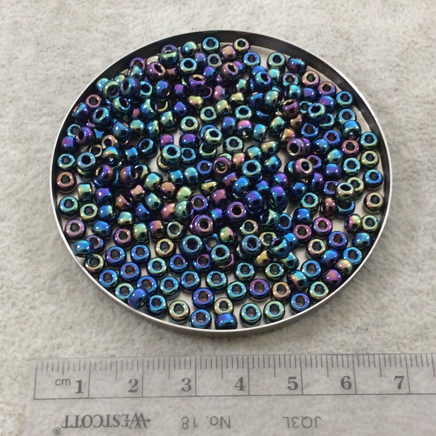 Size 6/0 Opaque Rainbow AB Finish Black Genuine Miyuki Glass Seed Beads - Sold by 20 Gram Tubes (Approx. 200 Beads per Tube) - (6-9401R)