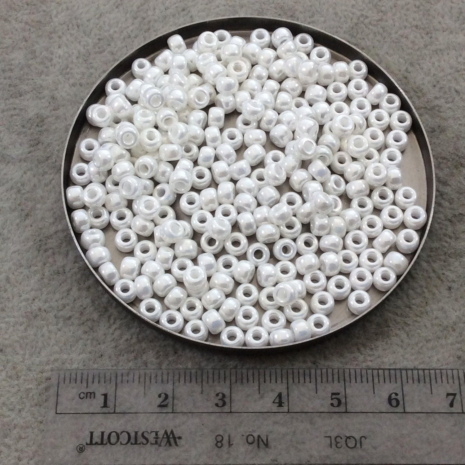 Size 6/0 Glossy Finish Ceylon Beige Pearl Genuine Miyuki Glass Seed Beads - Sold by 20 Gram Tubes (Approx. 200 Beads per Tube) - (6-9591)