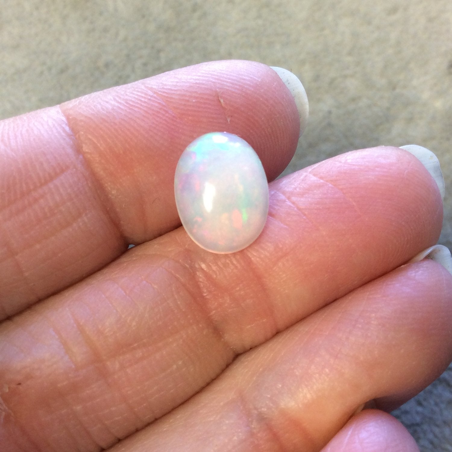 Natural Ethiopian Opal Smooth Oval Shaped Flat Back Cabochon 'OO' - Measuring 9.5mm x 12mm, 5mm Dome Height - High Quality Gemstone Cab