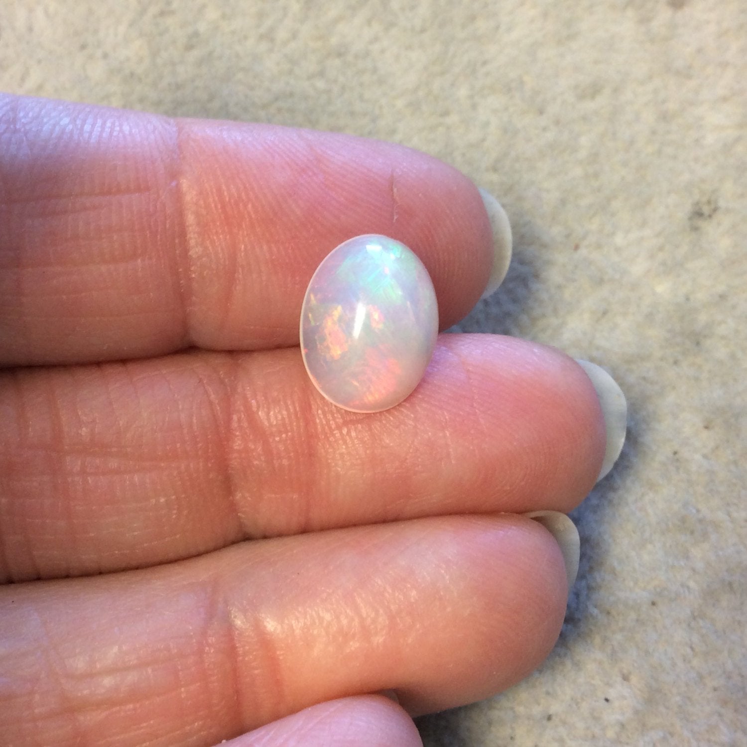 Natural Ethiopian Opal Smooth Oval Shaped Flat Back Cabochon 'PP' - Measuring 10mm x 12.5mm, 5mm Dome Height - High Quality Gemstone Cab