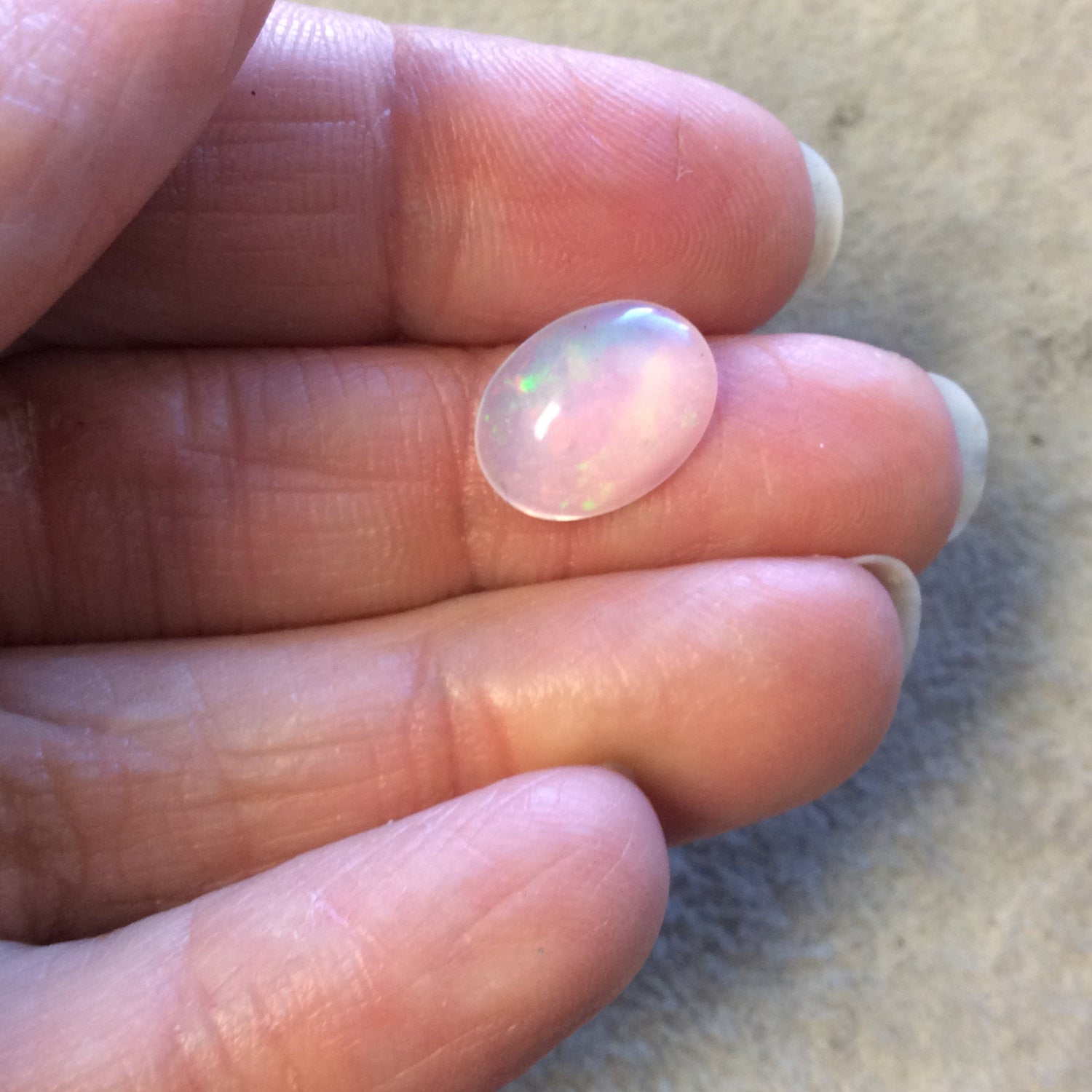 OOAK Natural Ethiopian Opal Smooth Oval Flat Back Cabochon 'RR' - Measuring 10mm x 13.5mm, 5mm Dome Height - High Quality Gemstone Cab