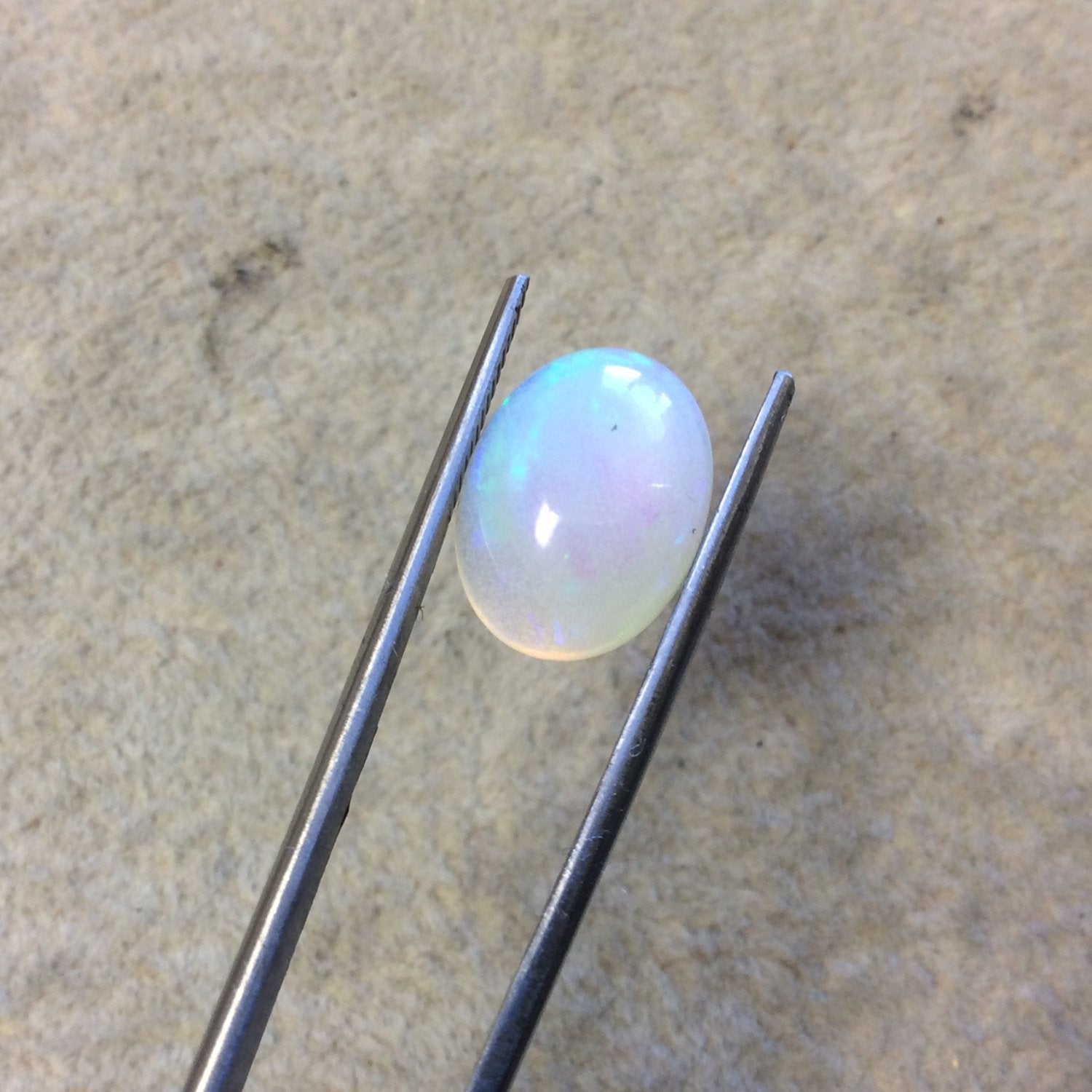 OOAK Natural Ethiopian Opal Smooth Oval Flat Back Cabochon 'UU' - Measuring 11mm x 15mm, 5.5mm Dome Height - High Quality Gemstone Cab