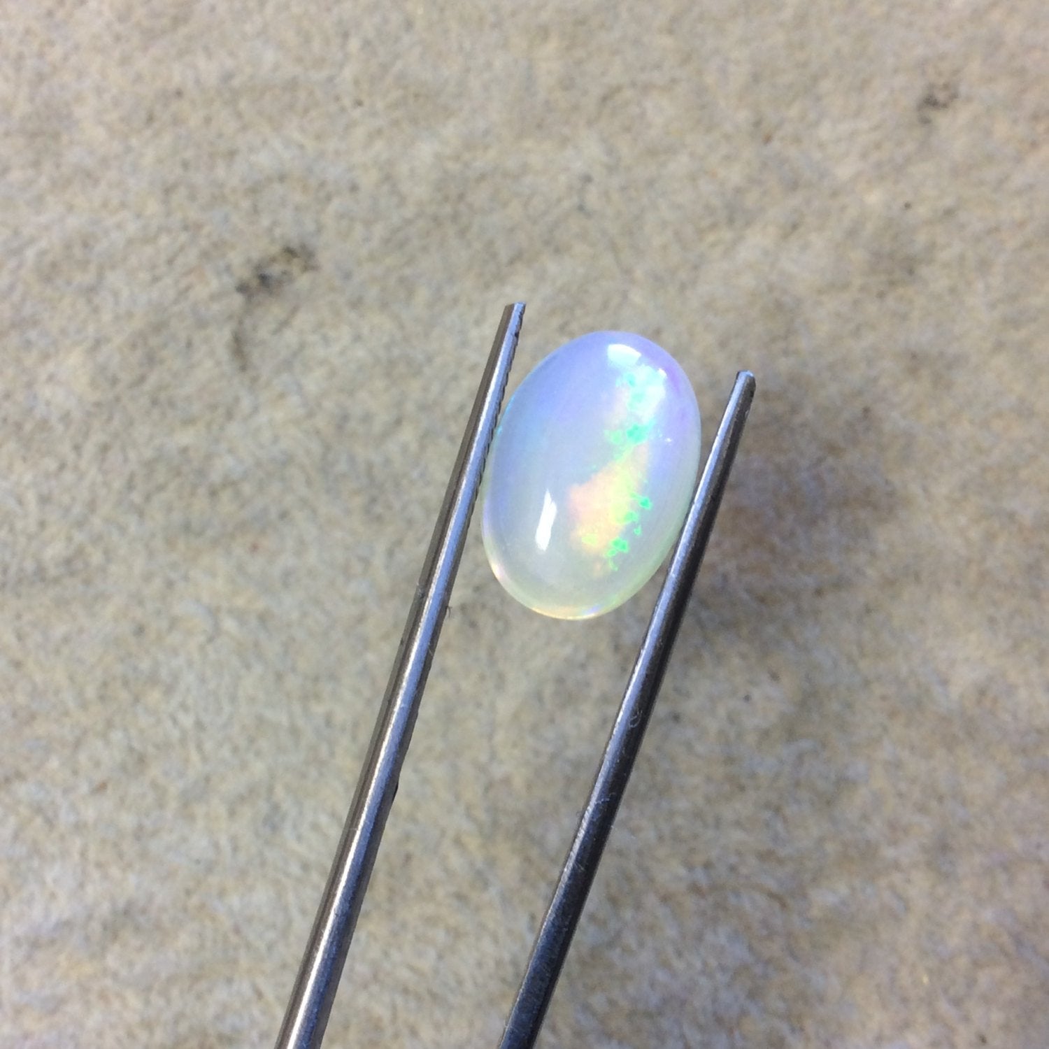 OOAK Natural Ethiopian Opal Smooth Oval Rounded Back Cabochon 'VV' - Measuring 11mm x 16mm, 4mm Dome Height - High Quality Gemstone Cab