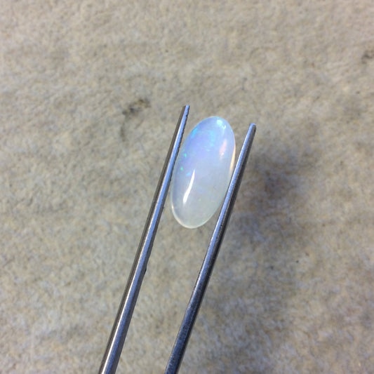 OOAK Natural Ethiopian Opal Smooth Oval Rounded Back Cabochon 'WW' - Measuring 9mm x 18mm, 4mm Dome Height - High Quality Gemstone Cab