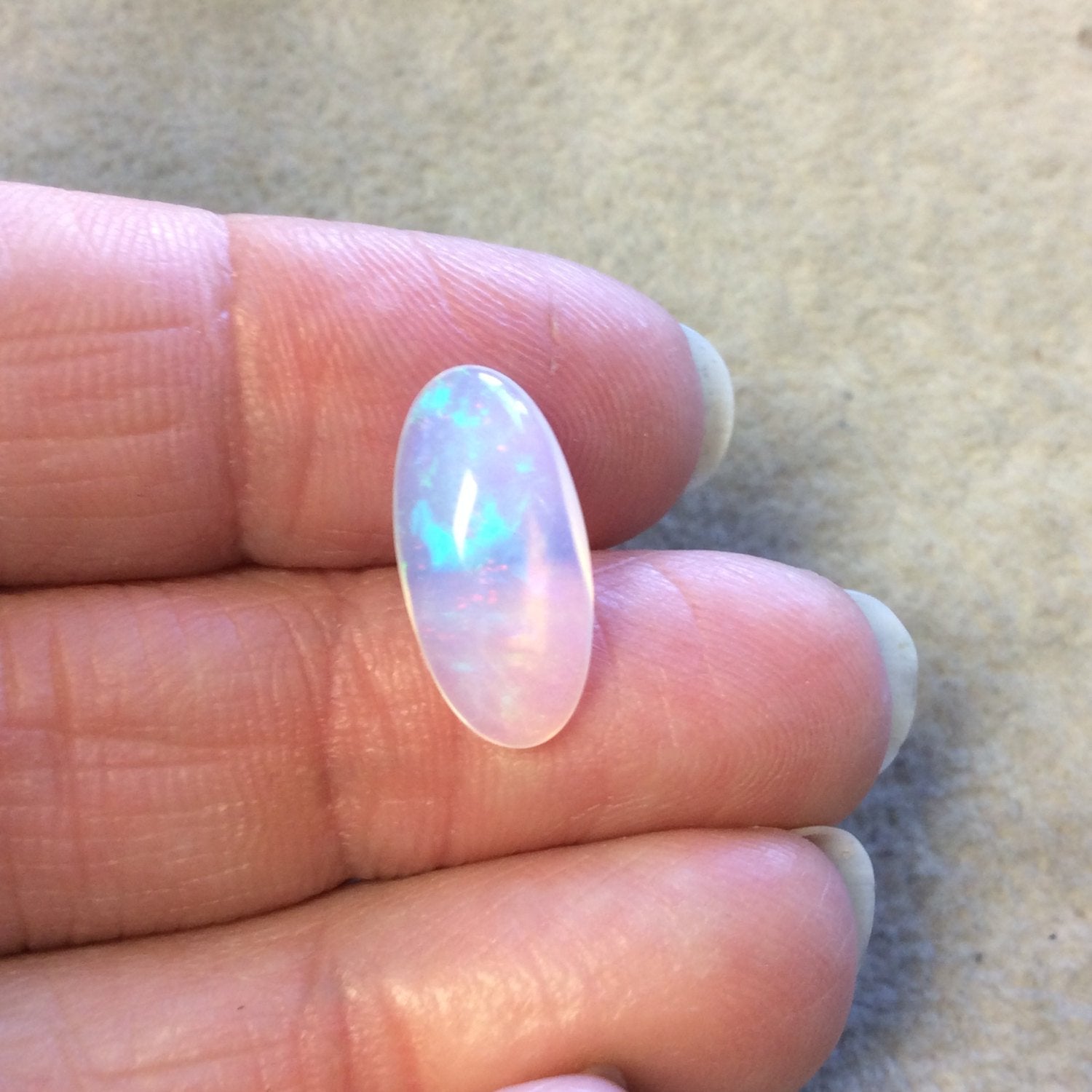 OOAK Natural Ethiopian Opal Smooth Oval Rounded Back Cabochon 'WW' - Measuring 9mm x 18mm, 4mm Dome Height - High Quality Gemstone Cab