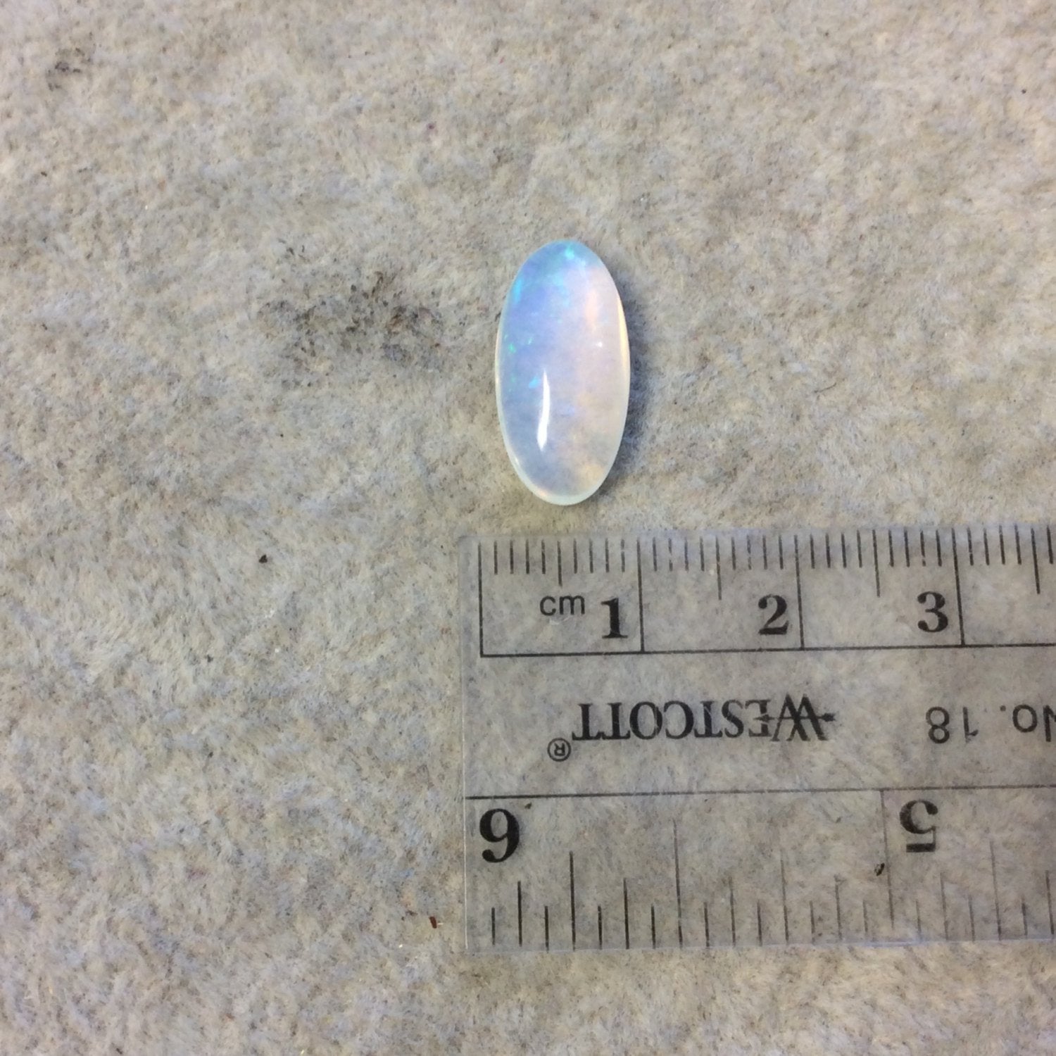 OOAK Natural Ethiopian Opal Smooth Oval Rounded Back Cabochon 'WW' - Measuring 9mm x 18mm, 4mm Dome Height - High Quality Gemstone Cab
