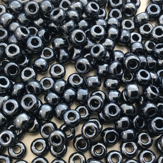 Size 6/0 Glossy Finish Metallic Gunmetal Genuine Miyuki Glass Seed Beads - Sold by 20 Gram Tubes (Approx. 200 Beads per Tube) - (6-9451)