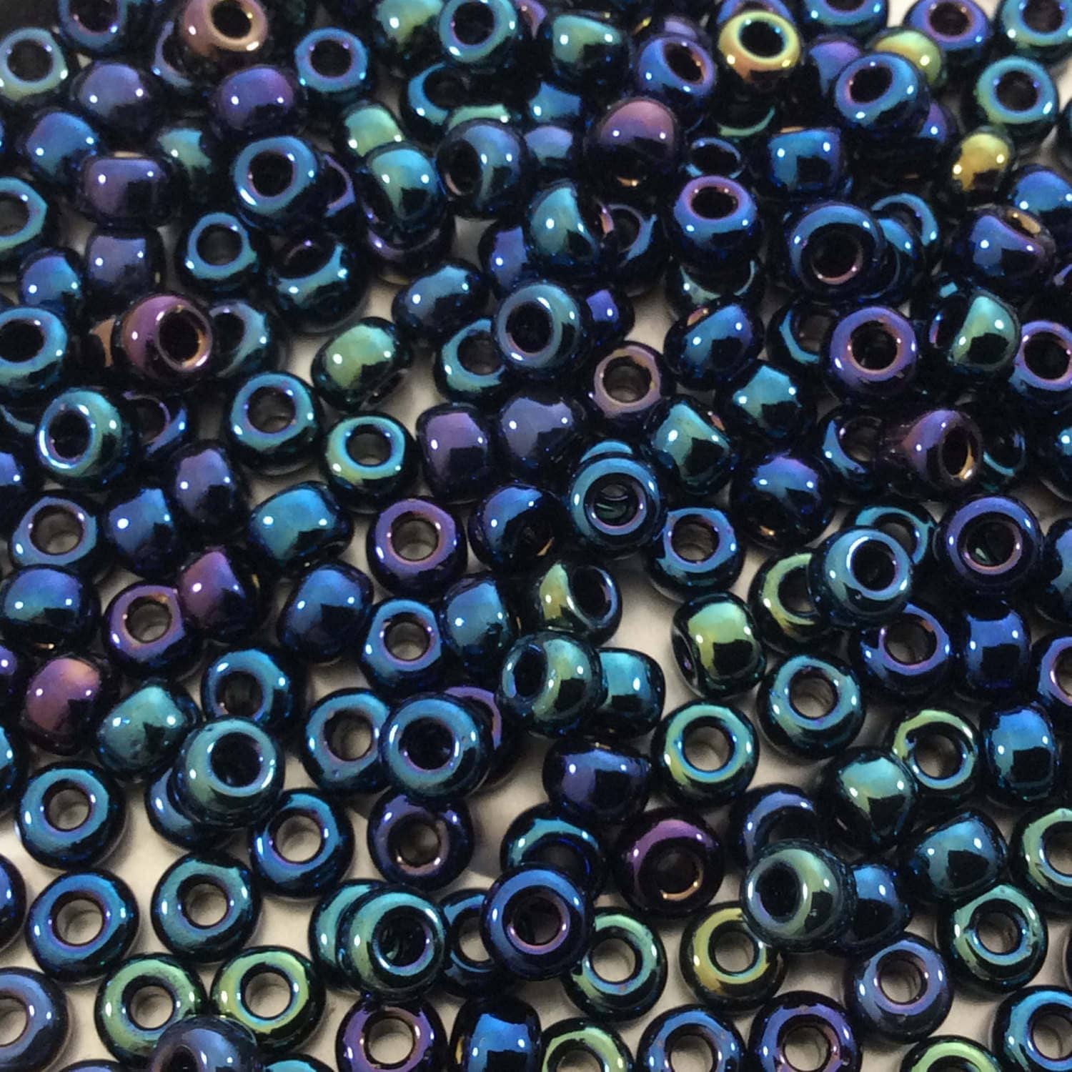 Size 6/0 Glossy Finish Metallic Blue Iris Genuine Miyuki Glass Seed Beads - Sold by 20 Gram Tubes (Approx. 200 Beads per Tube) - (6-9452)
