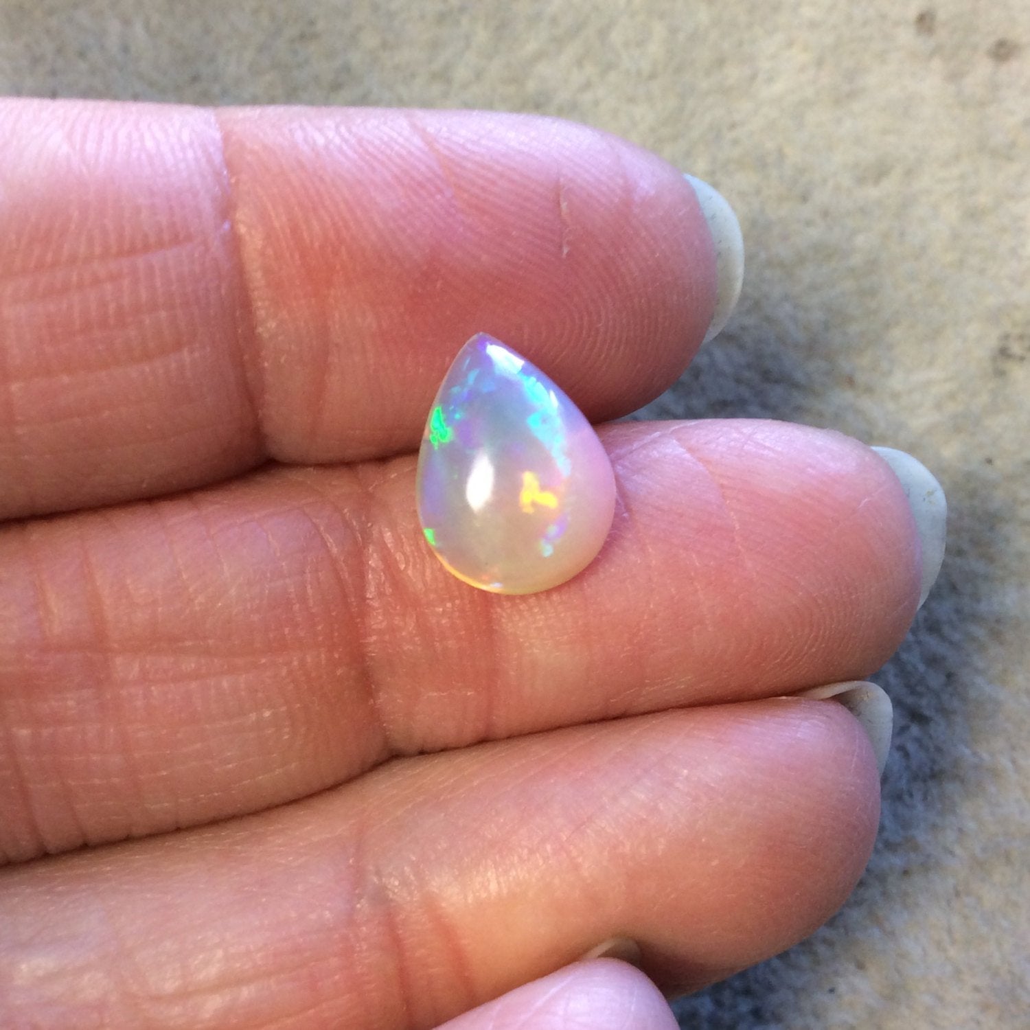 OOAK Natural Ethiopian Opal Smooth Teardrop Shaped Flat Back Cabochon 'XX' - Measuring 9mm x 12mm, 4.5mm Dome Height - High Quality Gemstone