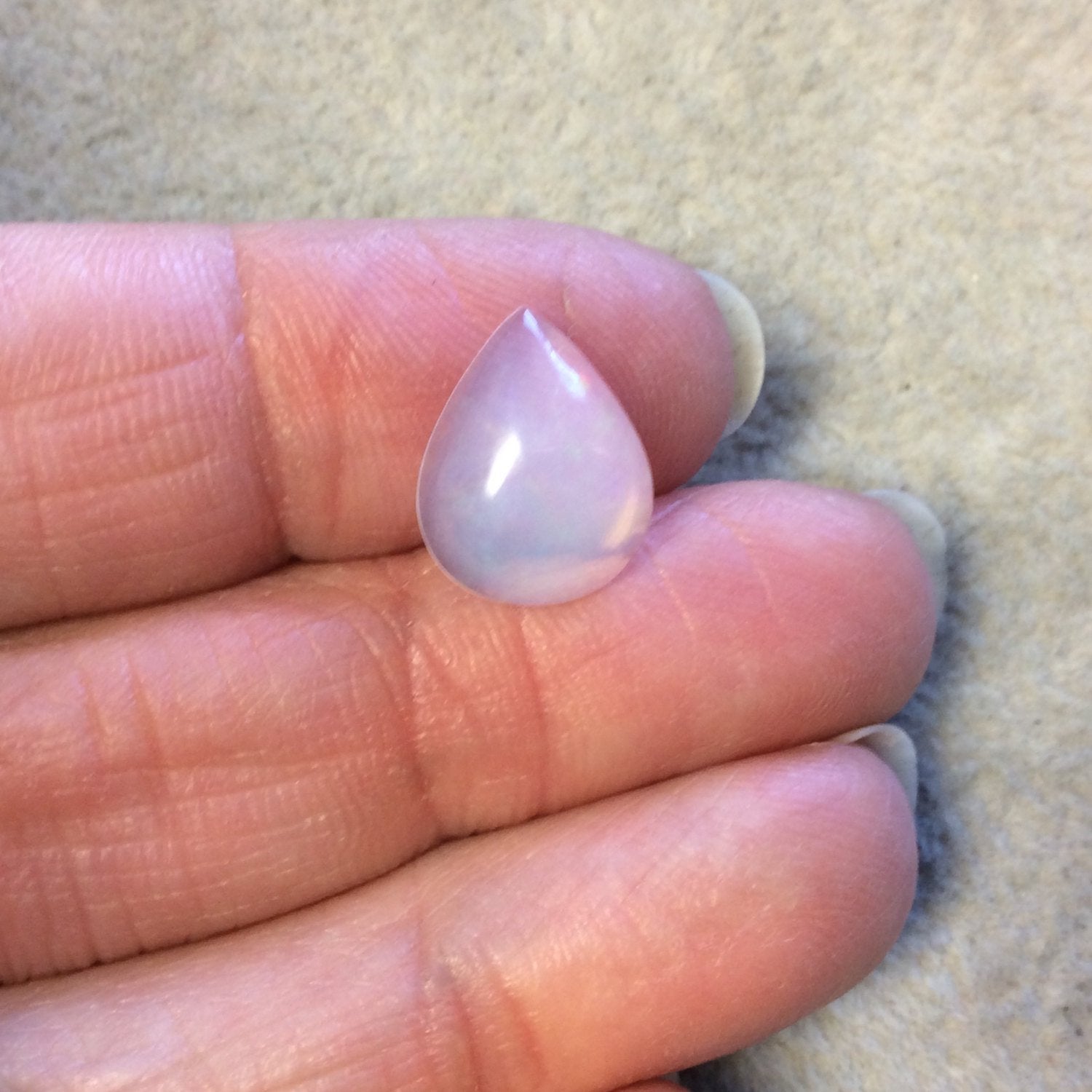 OOAK Natural Ethiopian Opal Smooth Teardrop Flat Back Cabochon 'BA' - Measuring 11mm x 14mm, 4.5mm Dome Height - High Quality Gemstone