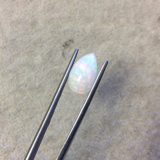 Natural Ethiopian Opal Smooth Teardrop Shaped Flat Back Cabochon 'CA' - Measuring 9mm x 14.5mm, 5mm Dome Height - High Quality Gemstone
