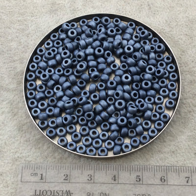 Size 6/0 Matte Finish Metallic Blue/Gray Genuine Miyuki Glass Seed Beads - Sold by 20 Gram Tubes (Approx. 200 Beads per Tube) - (6-91254)