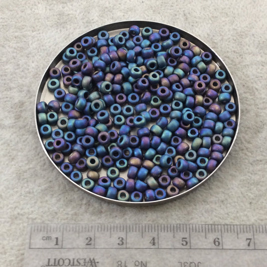 Size 6/0 Matte AB Finish Metallic Black Genuine Miyuki Glass Seed Beads - Sold by 20 Gram Tubes (Approx. 200 Beads per Tube) - (6-9401FR)